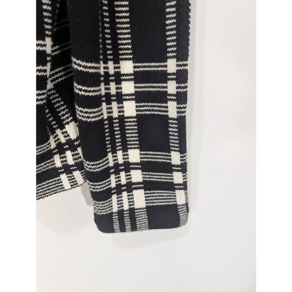 Chaps Black White Plaid Heavy Knit Zip Cardigan Jacket NWT Size Large - Picture 5 of 8